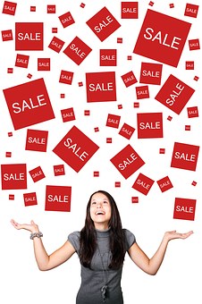 woman with sale boxes